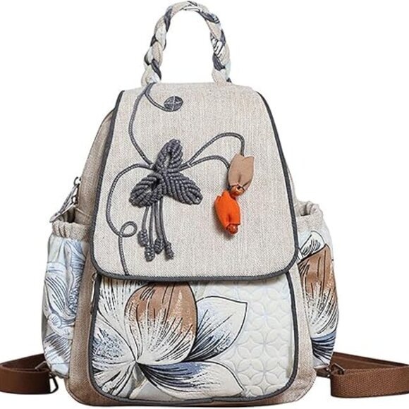 Bags | New Cute Embroidered Canvas Velour Backpack W 3d  display picture 1